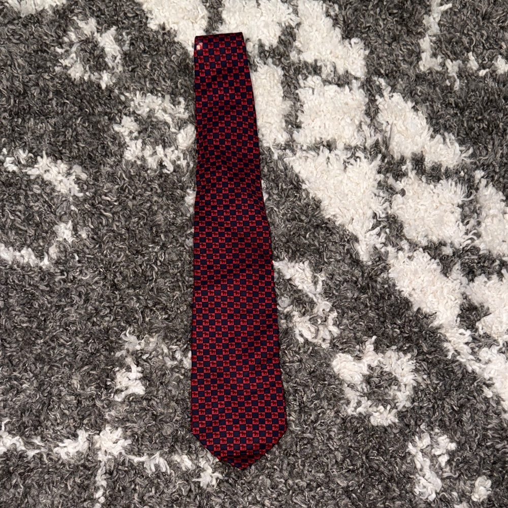Dunhill Red and Black Checkered Silk Men’s Tie